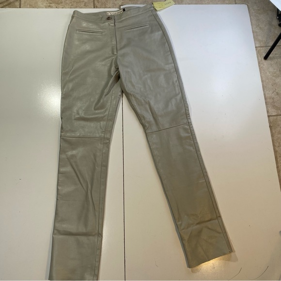 Excelled Grayish 100% Leather Vintage High Rise Motorcycle Inspired Pants NWT 8 - Picture 3 of 16